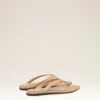 Beige Lamb Leather Pointed Toe Flip Flops Beige Lamb Leather Pointed Toe Flip Flops