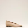Beige Lamb Leather Pointed Toe Wedge Pump Beige Lamb Leather Pointed Toe Wedge Pump