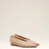 Beige Lamb Leather Pointed Toe Wedge Pump Beige Lamb Leather Pointed Toe Wedge Pump