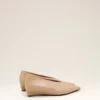 Beige Lamb Leather Pointed Toe Wedge Pump Beige Lamb Leather Pointed Toe Wedge Pump