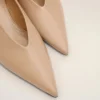 Beige Lamb Leather Pointed Toe Wedge Pump Beige Lamb Leather Pointed Toe Wedge Pump