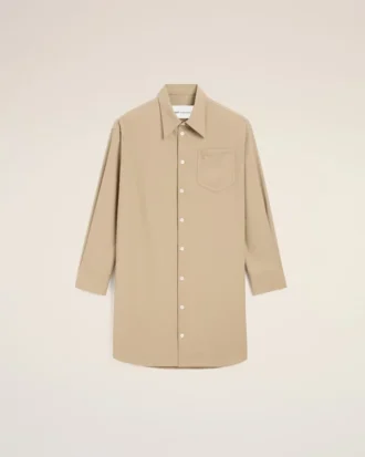 Beige New Wool Ami De Coeur Wide Shirt Dress