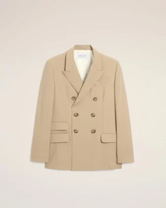 Beige New Wool Double Breasted Straight Jacket