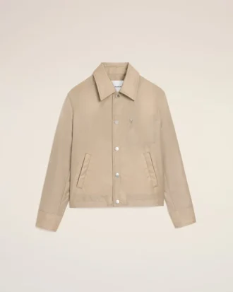 Beige Nylon Ami De Coeur Stud Buttoned Jacket
