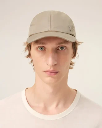 Beige Nylon Ami De Coeur Stud Cap Beige Nylon Ami De Coeur Stud Cap