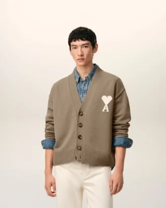 Beige Wool Ami De Coeur Cardigan