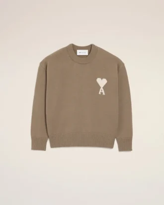Beige Wool and Cotton Crewneck Ami De Coeur Sweater