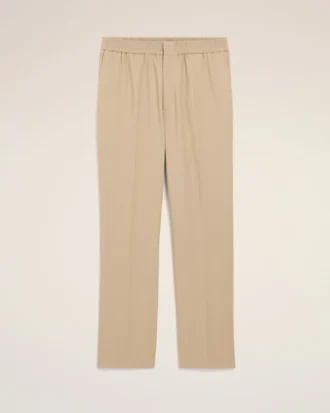 Beige Wool Elasticated Waist Trousers