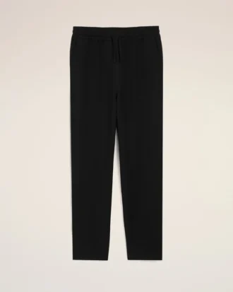 Black Blended Linen Elasticated Waist Trousers