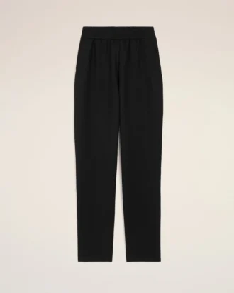 Black Blended Linen Elasticated Waist Trousers