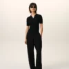 Black Blended Linen Elasticated Waist Trousers Black Blended Linen Elasticated Waist Trousers