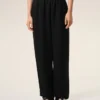 Black Blended Linen Elasticated Waist Trousers Black Blended Linen Elasticated Waist Trousers