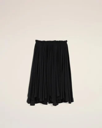 Black Blended Silk Midi Corolla Skirt