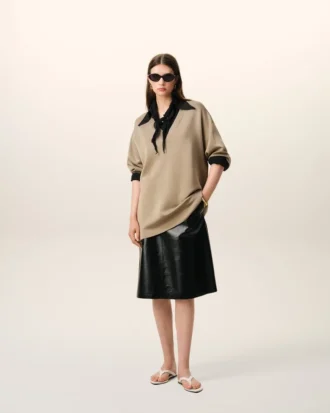 Black Blended Silk Sharp Collar Adjusted Shirt Black Blended Silk Sharp Collar Adjusted Shirt