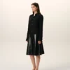 Black Blended Silk Sharp Collar Adjusted Shirt Black Blended Silk Sharp Collar Adjusted Shirt