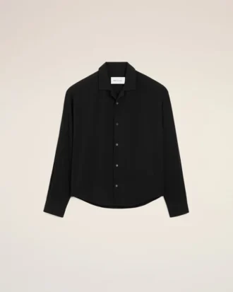 Black Boxy Embroidered Ami Paris Shirt