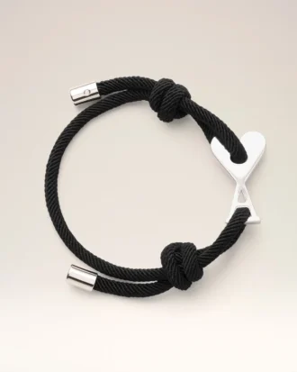 Black Cord Silver Brass Ami De Coeur Bracelet Black Cord Silver Brass Ami De Coeur Bracelet