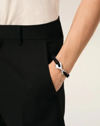 Black Cord Silver Brass Ami De Coeur Bracelet Black Cord Silver Brass Ami De Coeur Bracelet