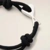 Black Cord Silver Brass Ami De Coeur Bracelet Black Cord Silver Brass Ami De Coeur Bracelet
