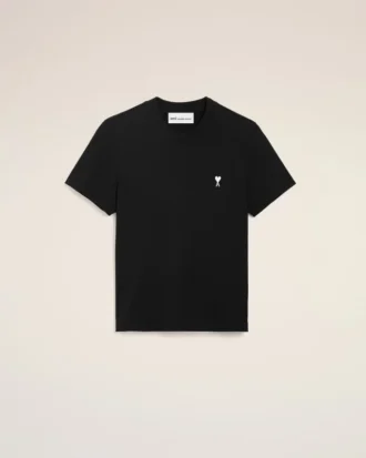 Black Cotton Ami De Coeur Cropped T-Shirt