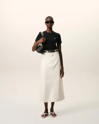 Black Cotton Ami De Coeur Cropped T-Shirt