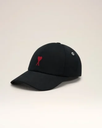 Black Cotton Ami De Coeur Embroidery Cap Black Cotton Ami De Coeur Embroidery Cap