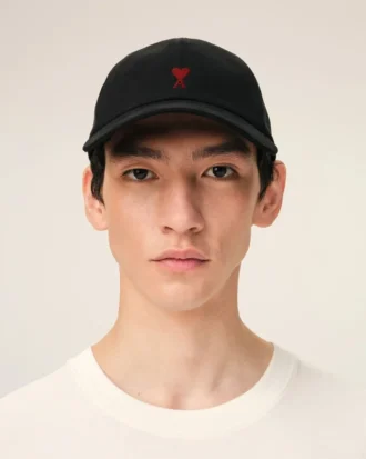 Black Cotton Ami De Coeur Embroidery Cap Black Cotton Ami De Coeur Embroidery Cap
