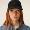 Black Cotton Ami De Coeur Embroidery Cap Black Cotton Ami De Coeur Embroidery Cap