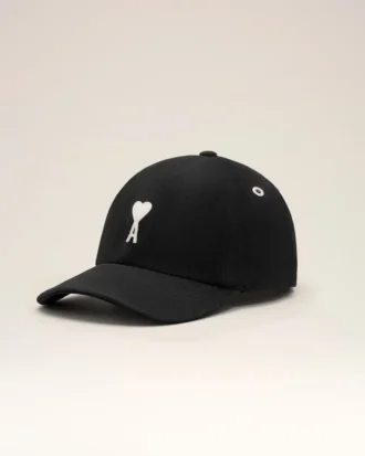 Black Cotton Ami De Coeur Felt Patch Cap Black Cotton Ami De Coeur Felt Patch Cap