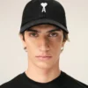 Black Cotton Ami De Coeur Felt Patch Cap Black Cotton Ami De Coeur Felt Patch Cap