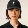 Black Cotton Ami De Coeur Felt Patch Cap Black Cotton Ami De Coeur Felt Patch Cap