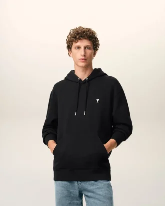 Black Cotton Ami De Coeur Hoodie