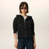 Black Cotton Ami De Coeur Zipped Hoodie Black Cotton Ami De Coeur Zipped Hoodie