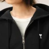Black Cotton Ami De Coeur Zipped Hoodie Black Cotton Ami De Coeur Zipped Hoodie