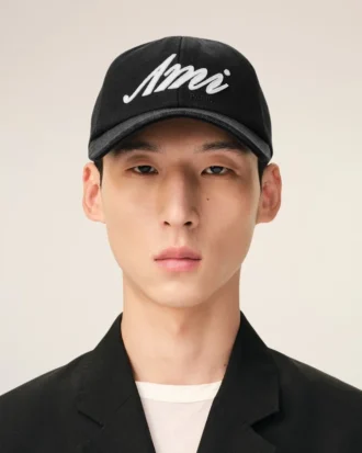 Black Cotton Ami Felt Patch Cap