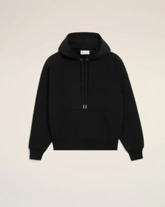Black Cotton Embossed Ami De Coeur Hoodie