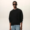 Black Cotton Embossed Ami De Coeur Sweatshirt Black Cotton Embossed Ami De Coeur Sweatshirt