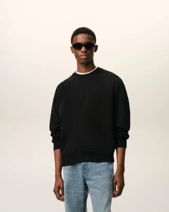 Black Cotton Embossed Ami De Coeur Sweatshirt