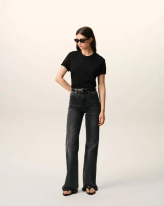 Black Cotton Flare Fit Jeans