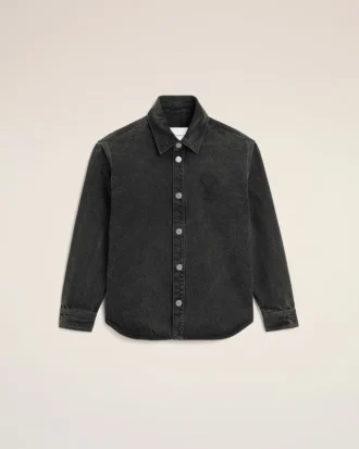 Black Cotton Knitted Ami De Coeur Overshirt