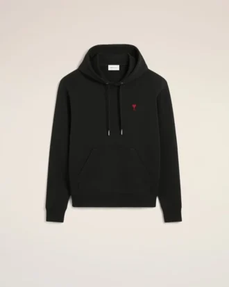 Black Cotton Red Ami De Coeur Hoodie