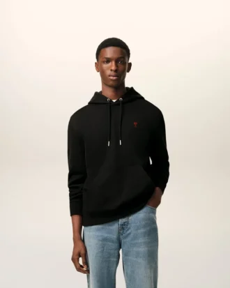 Black Cotton Red Ami De Coeur Hoodie