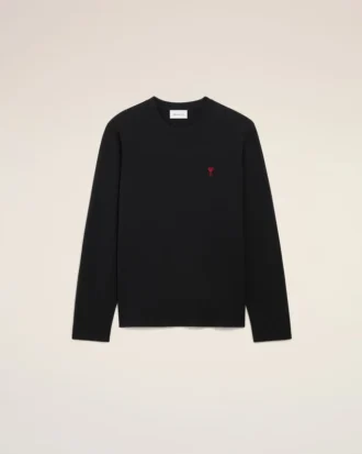 Black Cotton Red Ami De Coeur Longlseeves Tshirt