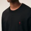 Black Cotton Red Ami De Coeur Longlseeves Tshirt Black Cotton Red Ami De Coeur Longlseeves Tshirt