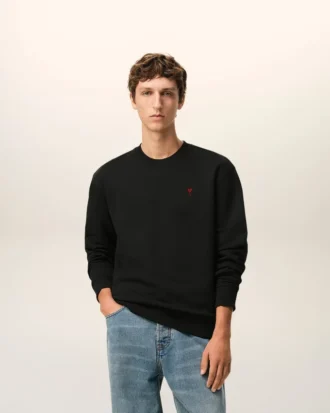 Black Cotton Red Ami De Coeur Sweatshirt