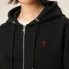 Black Cotton Red Ami De Coeur Zipped Hoodie Black Cotton Red Ami De Coeur Zipped Hoodie