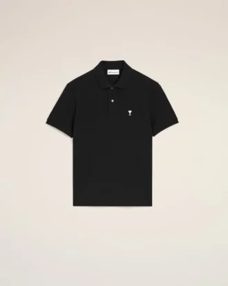 Black Cotton Short Sleeves Ami De Coeur Polo Shirt