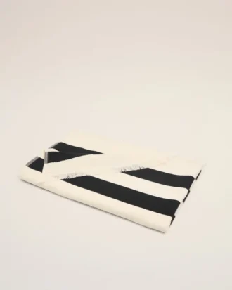 Black Cotton Stripes Beach Towel