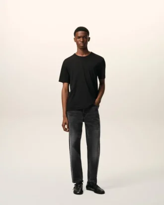 Black Cotton Tapered Fit Jeans