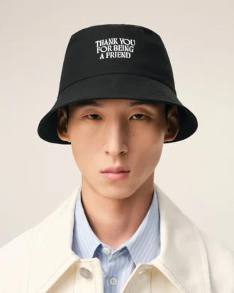 Black Cotton Thank You for Being a Friend Embroidery Hat